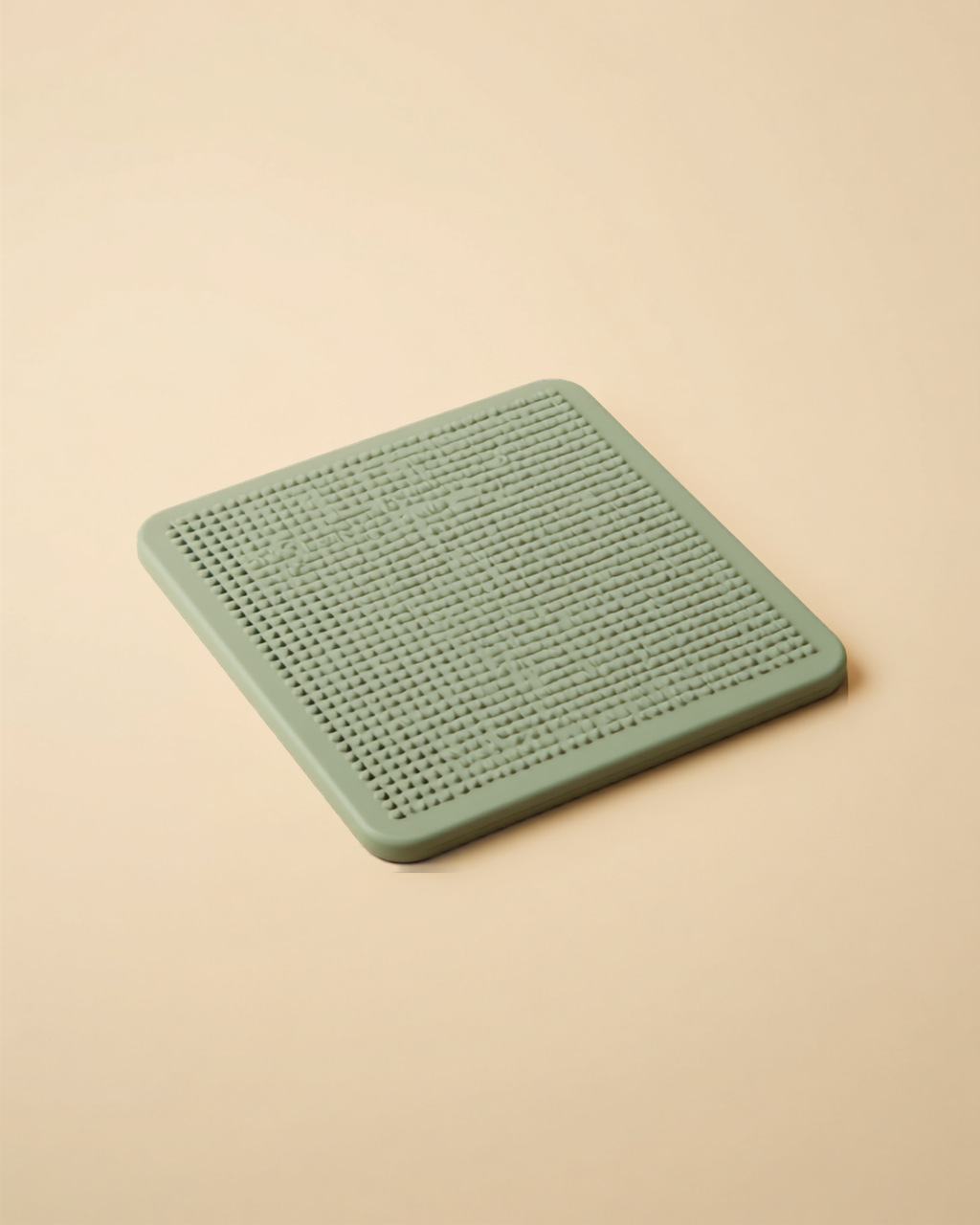 CalmBowl Slow Feeder Lick Mat - sage green textured silicone mat on cream background